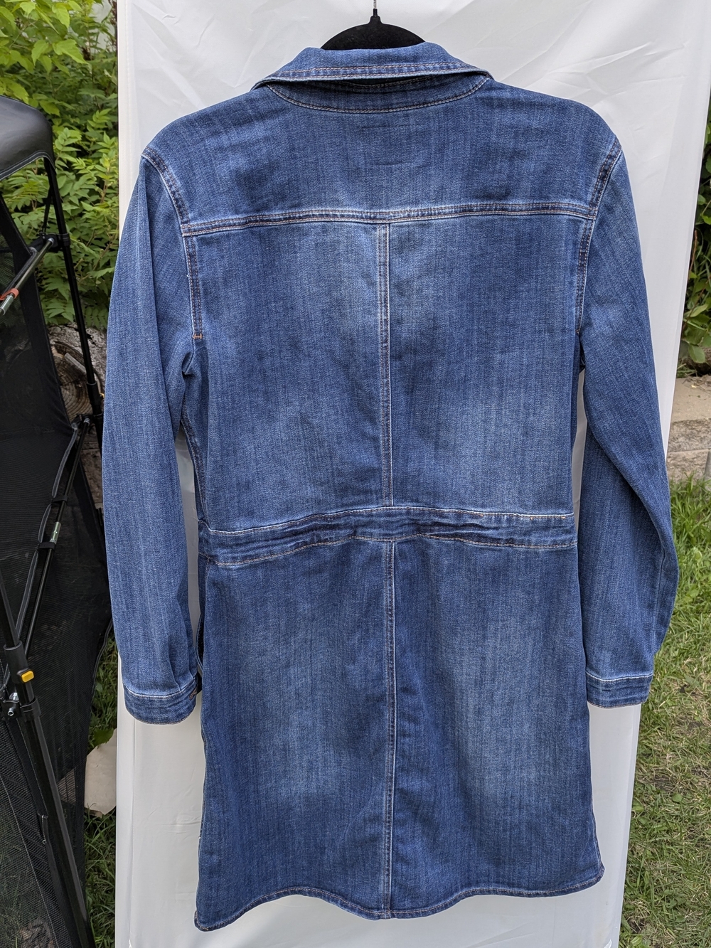 Denim Dress Utility Pocket Classic Wash Mini Shirt Dress Spica Style Boho Preppy - Picture 11 of 17